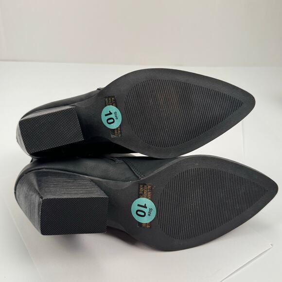 dv dolce vita Black Western Faux Leather Cuban Block Heel Ankle Booties Sz 10 - Picture 6 of 13